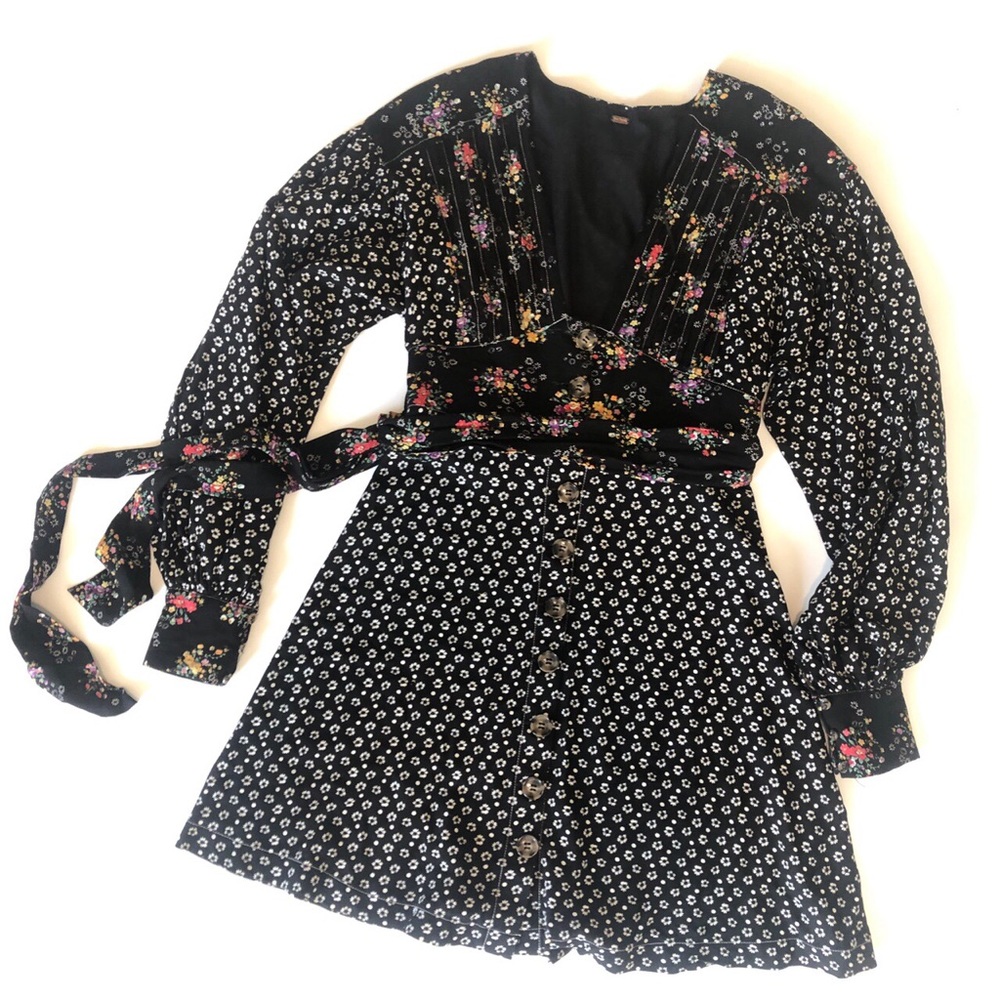 Free People Balloon Sleeve Printed Dress - Picture 2 of 5